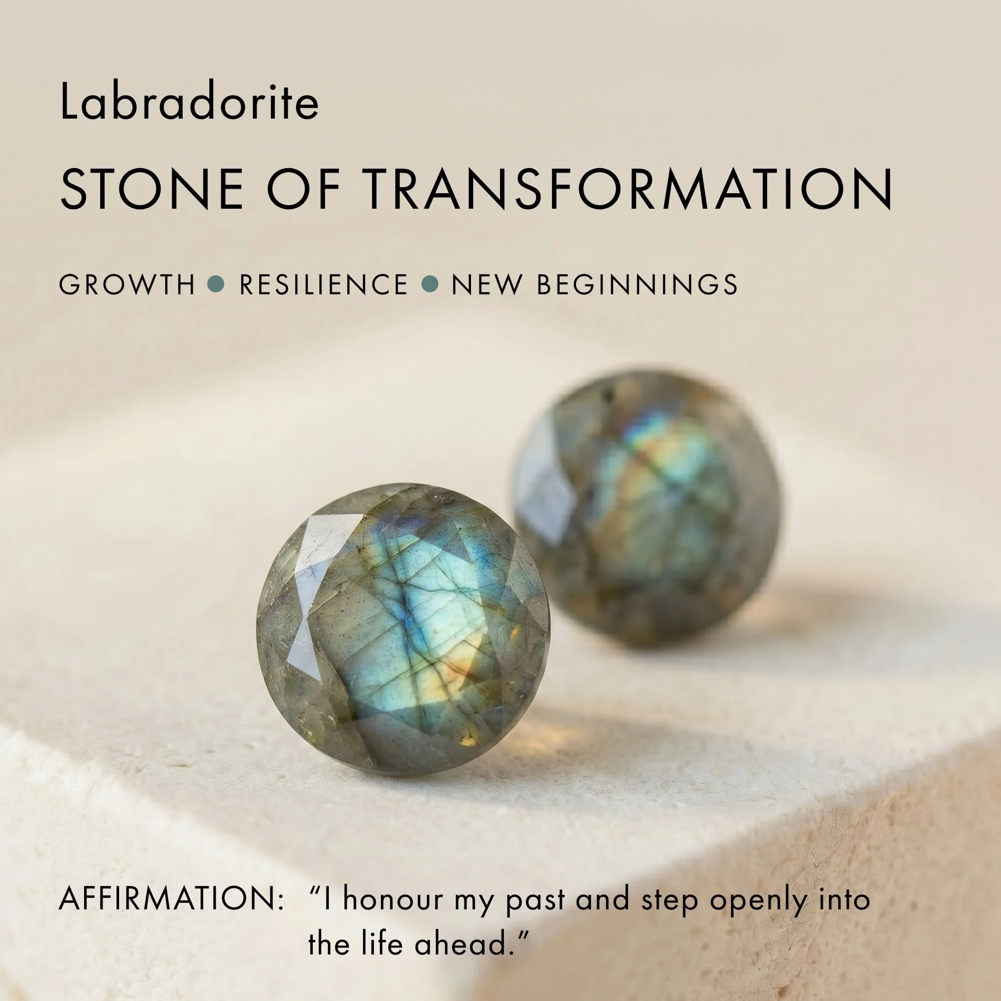 Raw Crystal Ring - Flow Labradorite Black Spinel - Image 7