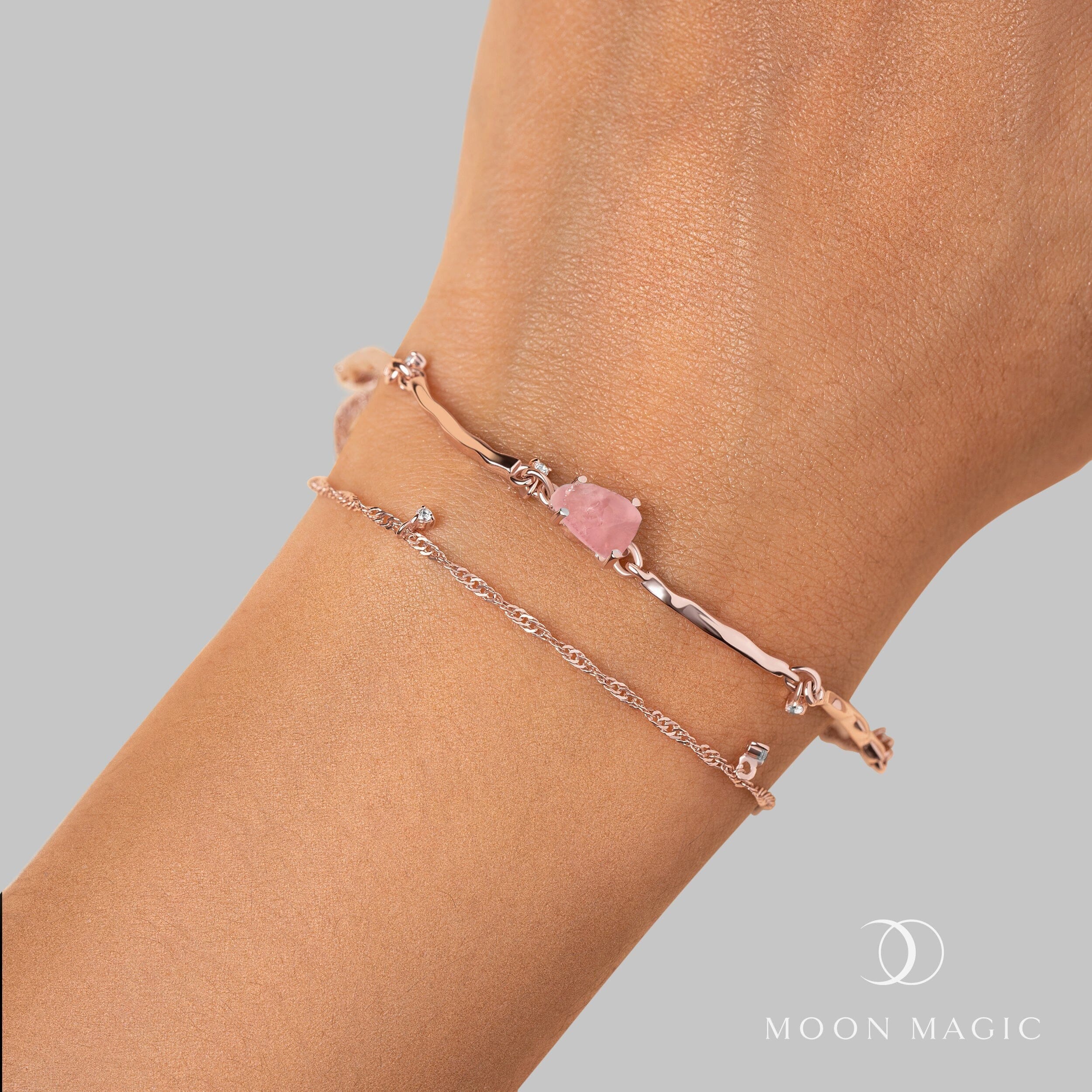 Raw Crystal Bracelet - Flow Rose Quartz - Image 5