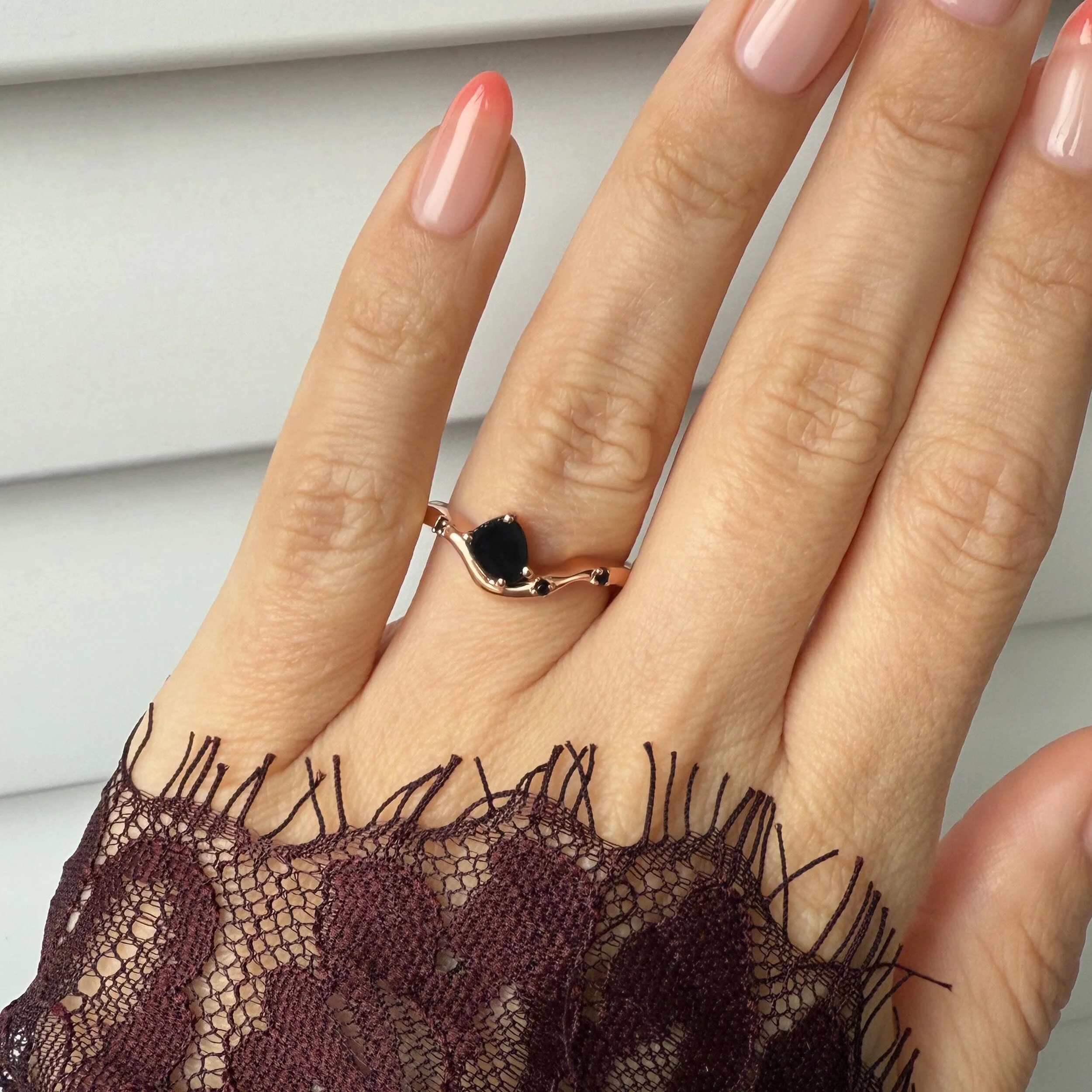 Raw Crystal Ring - Black Obsidian Black Spinel Arc of Origin - Image 6